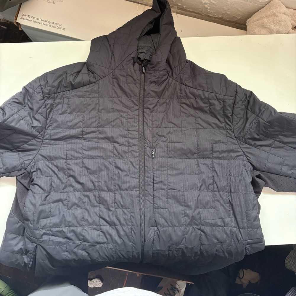 Lululemon Sky Loft Quilted Lightweight Down Hooded Jacket - Charcoal M XL